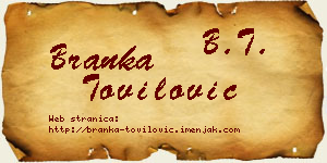 Branka Tovilović vizit kartica